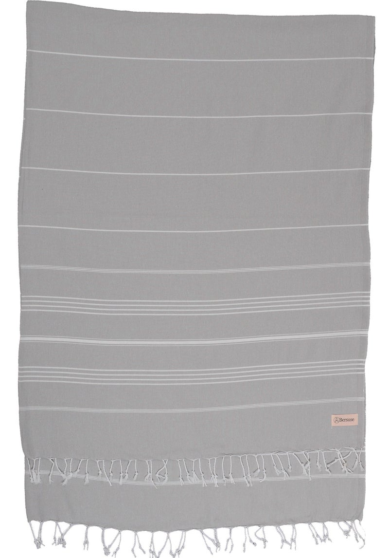 Bersuse Towels Anatolia XL Beach Blanket Throw Blanket Turkish Towel 100% Cotton Extra-Large Quick-Dry Lightweight Premium Peshtemal Towel - 61x82 Inches, Silver Grey - Image 1